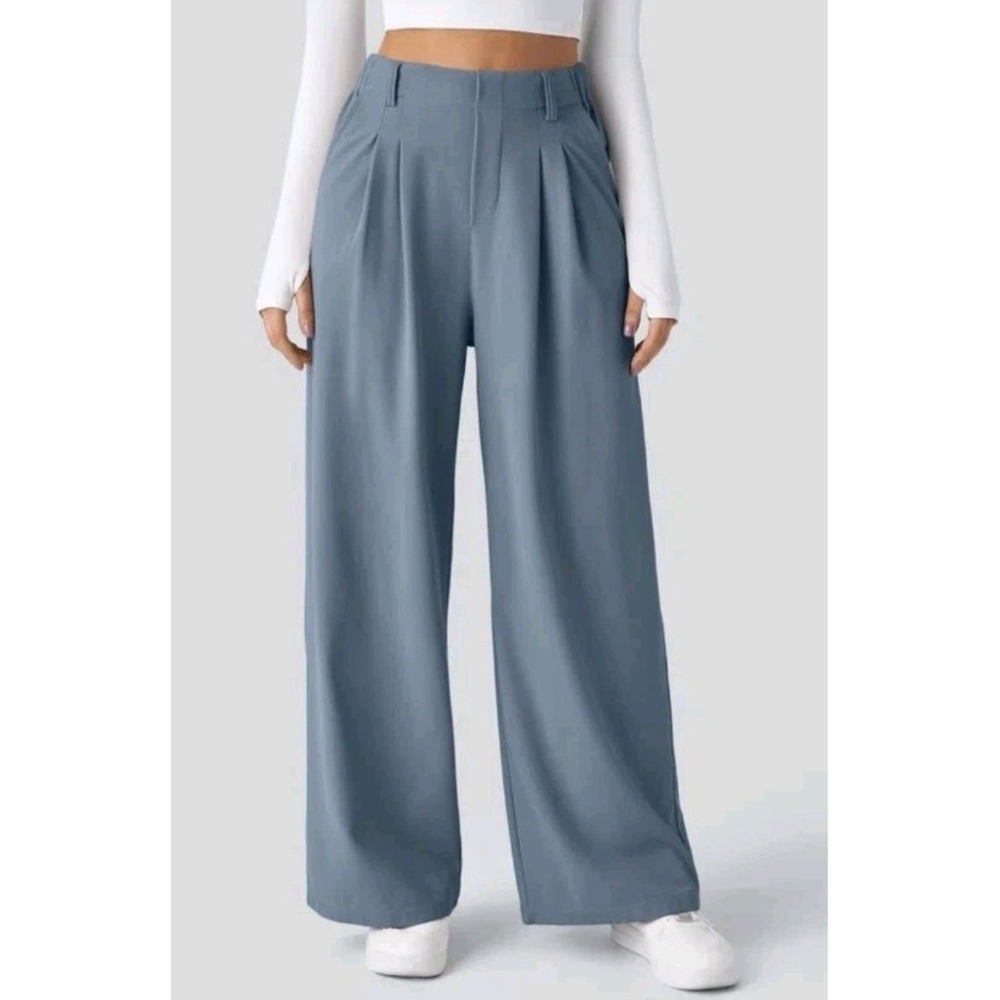 New Halara Flex High Waisted Pocket Wide Leg Waffle Work Pants MP Petite Career